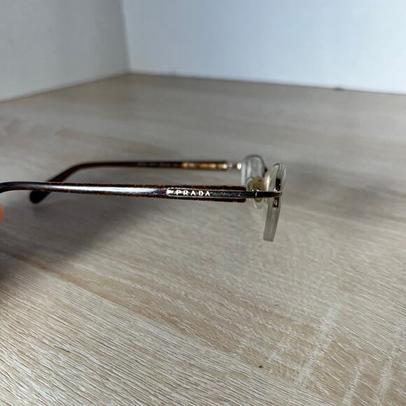Prada VPR 52O ZVN-1O1 Eyeglasses Gold Brown Half Rim Frames READ 52-17-135 Italy - Picture 9 of 10